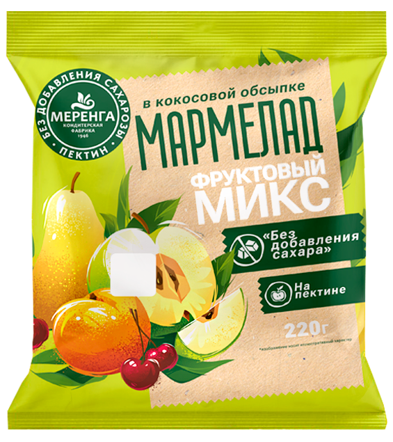  Меренга Мармелад без сахара в кокосовой обсыпке Фруктовый микс, 220г   в Ишиме