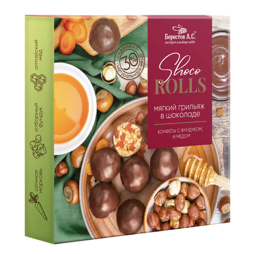  Берестов Shoco Rolls конфеты с фундуком, цукатами моркови  и медом 135г  в Ишиме