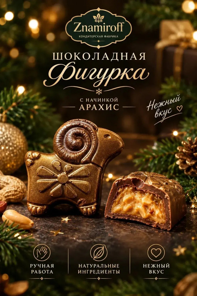  Шоколад фигурный "Баран-таран" молочный шоколад с арахисовой начинкой (блок 5шт по 70г) в Ишиме